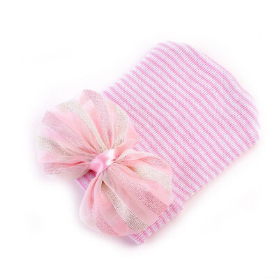 

Newborn Baby Infant Girl Comfy Big Flower Bowknot Hospital Cap Beanie Hat Sequin