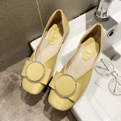 

Single shoe girl summer flat sole gentle shoe network celebrity full of ladle shoes fairy wind square head thick heel bean shoes