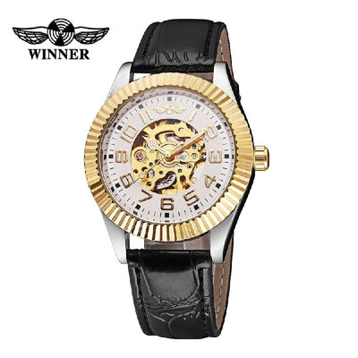 

WINNER Unisex Automatic Mechanical Watch Self-winding Awesome Skeleton Hollowed-out Wristwatch with Arabic Hour Markers