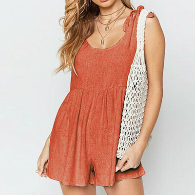 

Starmoon Fashion Woman Summer Casual Sleeveless Strappy Leisure Short Jumpsuit