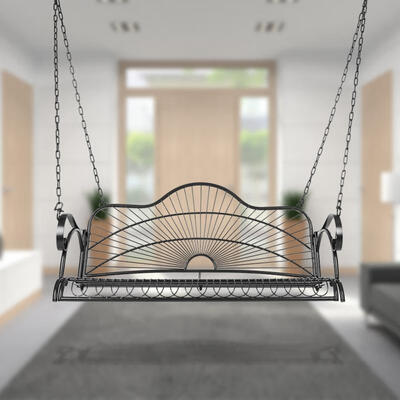 

Greensen Iron Hanging Patio Porch Swing Chair Bench Seat Ourtdoor Furniture with Chains&Arm