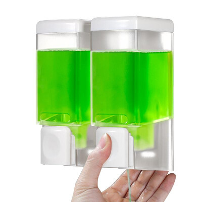 

Double-headed Soap Dispenser Liquid Shampoo Box Manual 520ML Capacity Wall Mounted ABS Plastic for Kitchen Bathroom Hotel