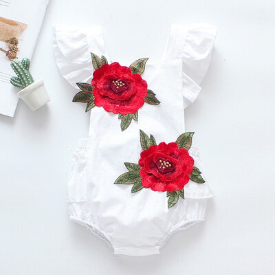 

Toddler Baby Girls Fly Sleeve Floral Embroidery Print Romper Newborn Jumpsuit