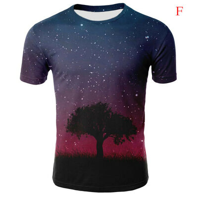 

Fashion Galaxy Space 3D Print T-shirt Men Short Sleeve Tee Tops Blouse Hot