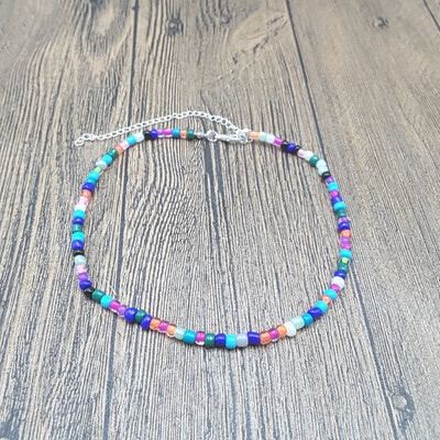 

Europe&the United States new money decorated bohemian short necklace choker handmade fashion wild color rice beads necklace