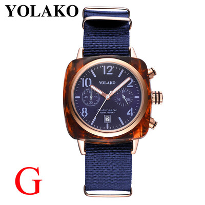 

Gobestart Luxury Temperament Square Dial Canvas Watchband Watch Analog Quartz Watch