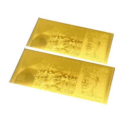 

Malaysian Ringgit Banknote 24k Gold Foil Paper Commemorative Banknotes Collection MYR 100