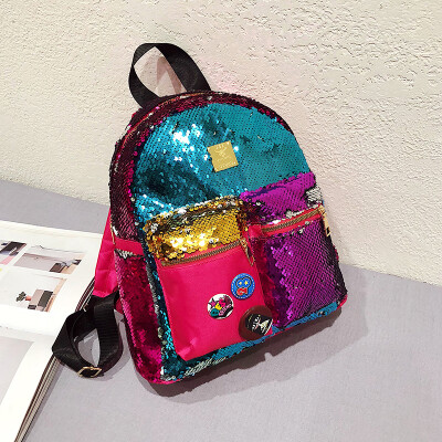 

Ins Super Fire Personality Sequin Backpack Women 2019 New Korean Fashion Red Travel Backpack Large Capacity