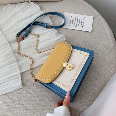 

Summer contrast color bag handbags new wave 2019 Korean version of France niche slung wild fashion chain small square bag