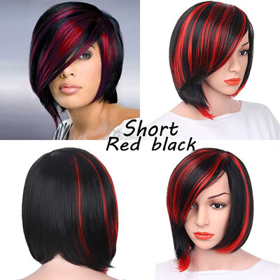 

〖Follure〗Fashion Wig Short Haircut Curly Color Gradient Short Human Hair Synthetic PP