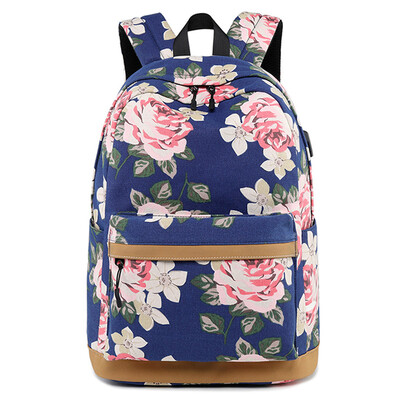 

Women Backpacks Floral Print Bookbags Canvas Laptop Backpack School Bag For Girls Rucksack Female Travel Backpack Mochila 2018