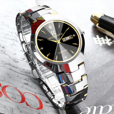 

New Tungsten Steel Watch Mens Male Watch Quartz Watch Waterproof Business Super Thin Lovers Watches