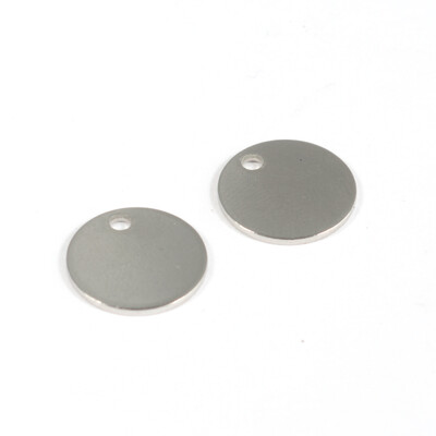 

304 Stainless Steel Charms Flat Round Tag Charms Stainless Steel Color 12x1mm Hole 2mm