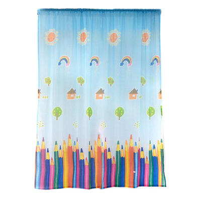 

Colorful Pencil Print Translucent Balcony Window Curtain Living Room Decor