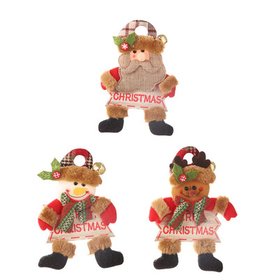 

Christmas Gifts Plush Doll With Gold Bell And Wood Sign Christmas Pendant Decorative Hanging Ornaments For Tree Decor