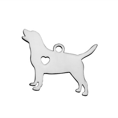 

304 Stainless Steel Pendants Dog Stainless Steel Color 16x20x11mm Hole 15mm