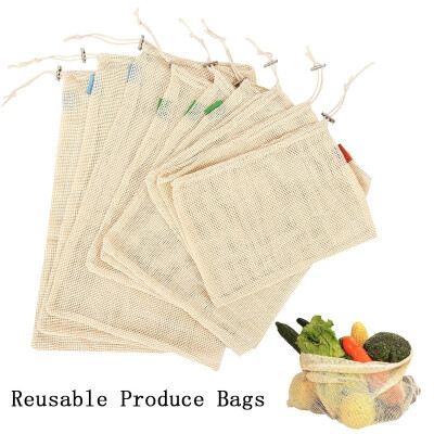 

9pcs Reusable Product Bag Washable Environmentally Friendly Natural Cotton Mesh Bag