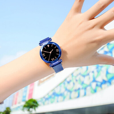 

RM Starry Sky Women Watch Waterproof Magnet Stainless Steel Strap Free Buckle Gift