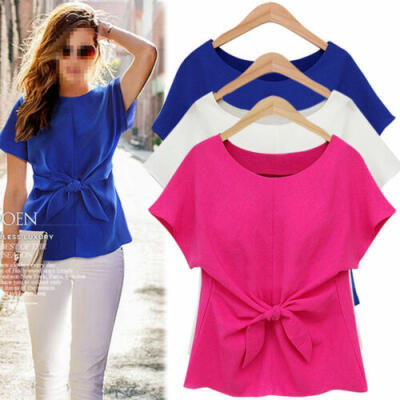 

New Fashion Womens Ladies Short Sleeve Casual Chiffon Shirt Tops Blouse T-Shirt