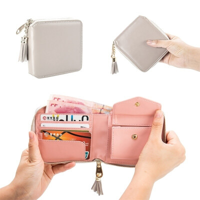 

Stylish Women Pu Leather Wallet Small Clutch Purse Zipper Tassel Wallet Card Holder Bag