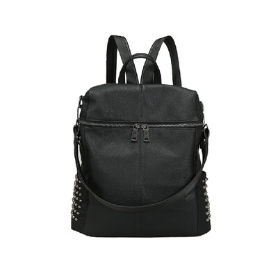 

Fashion Women Backpack PU Leather Zipper Adjustable Strap Solid Causal OL Shoulder Bag Handbag Black