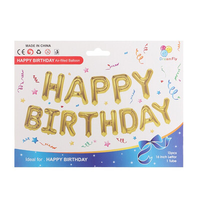 

FUNNYBUNNY 16 inch Happy Birthday Banner Balloons Foil Letters Mylar Balloons for Birthday Party Decoration