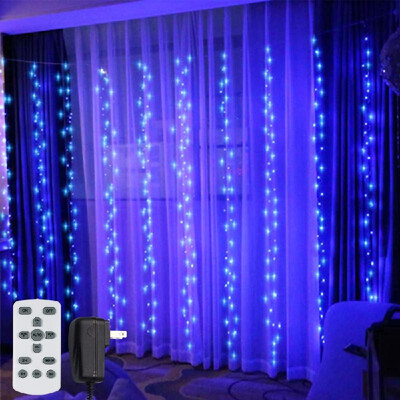 

Window Curtain Lights 300 LED String Lights 8 Lighting Mode Remote Control for Wedding Birthday Party Warm White 300300cm AC110-