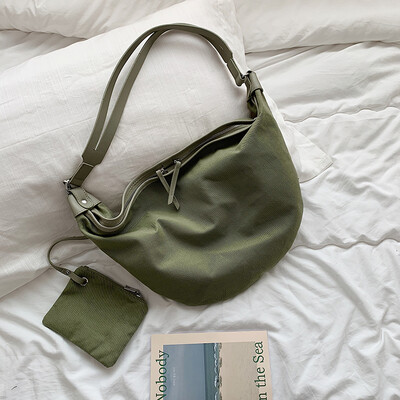 

Advanced sense of foreign style womens bag chic simple canvas bag new 2019 small fresh chest bag shoulder Messenger bag