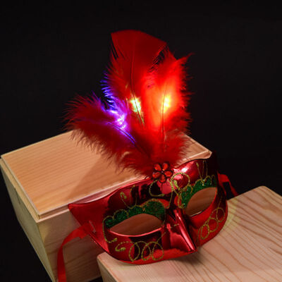 

LED Light Up Feather Mask For Women Girls Halloween Masquerade Mask Half Face Party Dance Mask Festival Costume Props