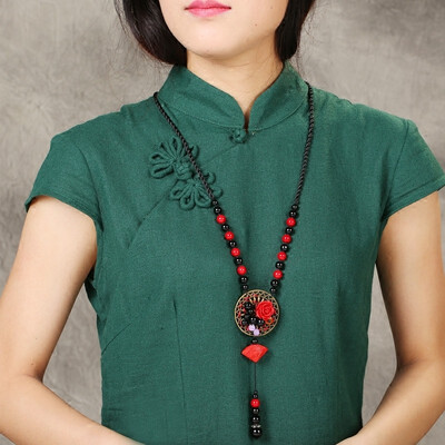 

National style retro necklace fashion jewelry red long sweater chain