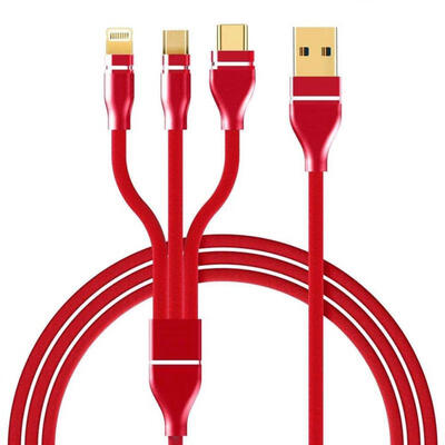 

Universal 12m 3-in-1 USB To Micro USB Lightning Type-C 3A Charging Data Cable Cord For IPhone Android Phones