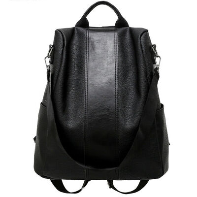 

2019 New Style Solid Backpacks Womens Leather Backpack Anti-Theft Rucksack School Shoulder Bag Black Brown