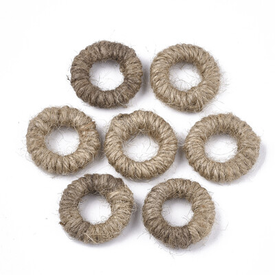 

Handmade Woven Linking Rings Hemp Cord Covered with Wood Ring BurlyWood 3132x711mm Inner Diameter 1417mm