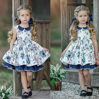 

Fashion Kids Baby Girl Princess Dress Floral Sleeveless Party Birthday Pageant Wedding Gown Formal Dress