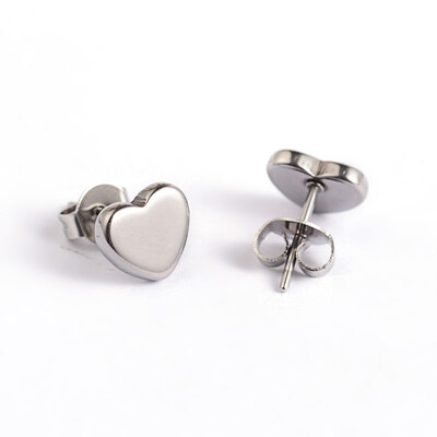 

Heart 304 Stainless Steel Ear Studs Stainless Steel Color 7x8mm Pin 07mm