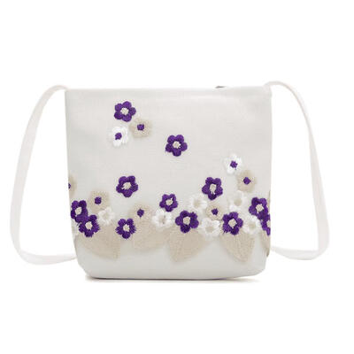 

Flower Embroidered Shoulder Messenger Handbags Women Canvas Crossbody Bags