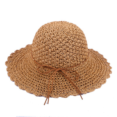 

SALYBABY Fine Leather Rope Hook Holiday Sun Protection Hat
