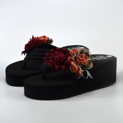 

Rose Women Bohemia Wedge Slippers Home Bathroom Beach Flip Flops Shoes Slippers Shoes