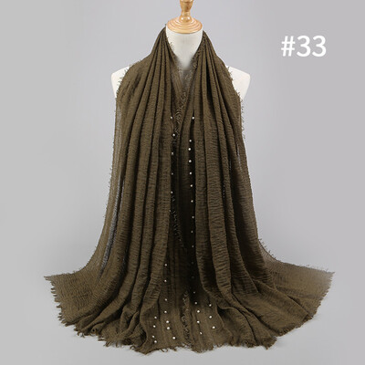 

Solid color high quality hairy cotton yarn pearl accessories headscarf cotton&crease monochrome womens scarf hot sale