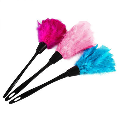 

5 Colors Soft Turkey Feather Duster Brush With Black Handle Home Furniture Car Cleaning Tools Duster Cleaning Tool Duster Brush