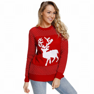 

Round neck long-sleeved elk sweater pullover sweater sweater sweater