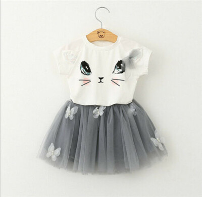 

Toddler Kids Baby Girl Outfits Clothes T-shirt Top Tutu Dress Skirt
