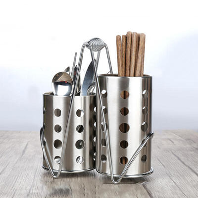 

Greensen Stainless Steel Chopsticks Tube Holder Set Drain Rack Spoon Bucket Knife Fork Storage
