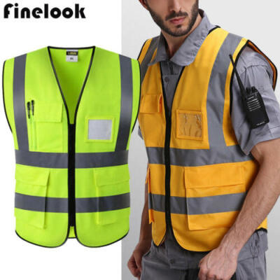 

US Hi-Vis Visibility Safety Work Bomber Reflective Vest Two Tone Reflective Top