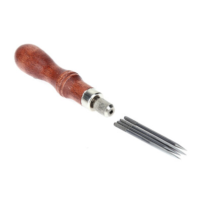 

DIY Leather Handle 4 in 1 Stitching Lacing Scratch Awl Tool Hardwood Handle