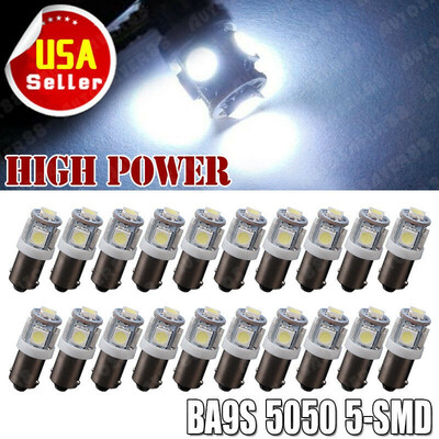 

20x Cool White BA9S T10 5SMD LED Interior Dome License Light Bulbs T4W 3886X H6W