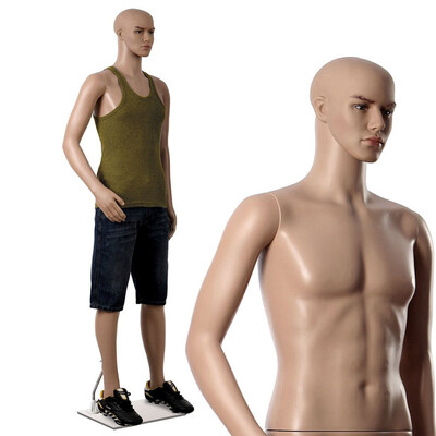 

Male Full Body Realistic Adjustable Mannequin Display Head Turns Dress Form wBase K4