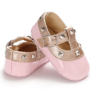 

Fashion Autumn Winter Stitching Rivet Princess shoes Cute Baby Girl Soft Soled PU Shoes Infant Walking Dress Cradle Shoe