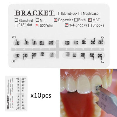

Greensen 10 Packs Metal Dental Teeth Orthodontics Brackets Braces 022" Slot 3-4-5 Hooks