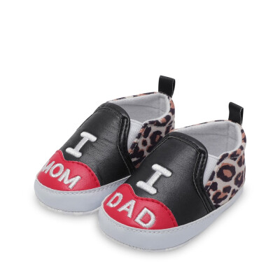 

Newborn Baby Toddler Leopard Print Letter Anti-slip Soft Sole Casual Shoes